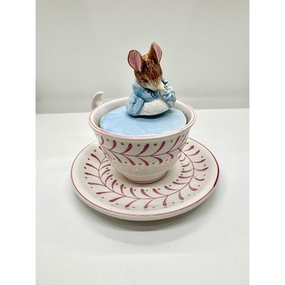 Schmid Beatrix Potter Tailor of Gloucester Musical Teacup Mouse Figurine 1990