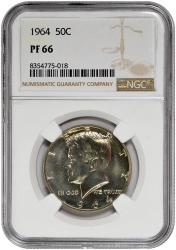 1964 50c Silver Proof Kennedy Half Dollar NGC PF 66 Light Toning with New Holder