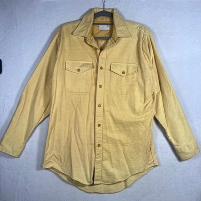 Vintage Haband Paterson NJ Yellow Flannel Shirt Mens Large 16-16.5 Button Up - Image 1 of 4