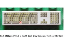 Lego 1x 2431px15 Light Gray Tile 1 x 4 with Dark Gray Computer Keyboard Pattern