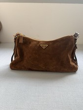 Prada Aimee Suede Hand Bag Brown