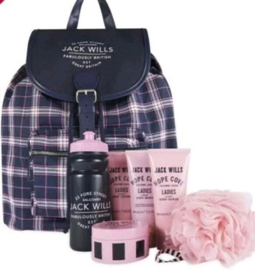 JACK WILLS tartan Checked Backpack With Toiletries Gift Girl