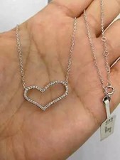 1Ct Round Cut Diamond Heart Shape Pendant 18K Yellow Gold Finish 18" Free Chain