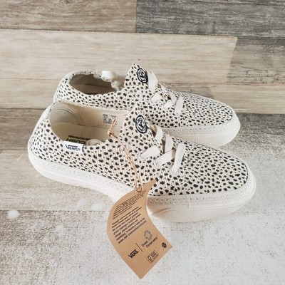 Vans Circle Vee Womens Shoes Sz 5.5 Animal Marshmallow Black Lace Up Sneakers