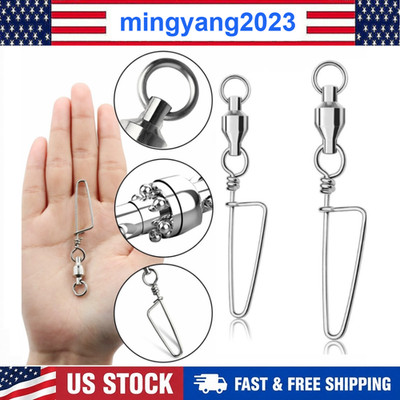 50/100PCS Fishing Ball Bearing Swivels with Coastlock Snap Fishing Connector