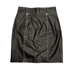 VTG Wilsons Leather Vintage Black Pencil Skirt Contrast Stitch Zippers Womens