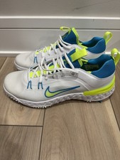 US Men's 10.5 Nike Huarache 9 Elite TF LAX SE "White Volt Vivid Blue" New No Box