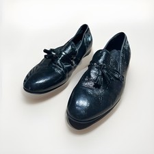 Aldo Shoes Mens 12 Black Loafer Leather Slip On Loafer With Tassel Accent