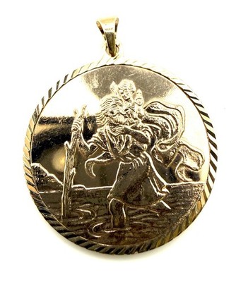 9kt Gold Christophorus Anhänger schwer massiv Gold Glück St Christophorus Pendant