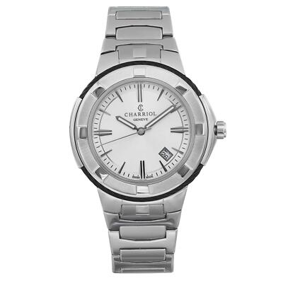 Charriol Geneve 43mm Steel Silver Dial Quartz Mens Watch CE443B.930.103