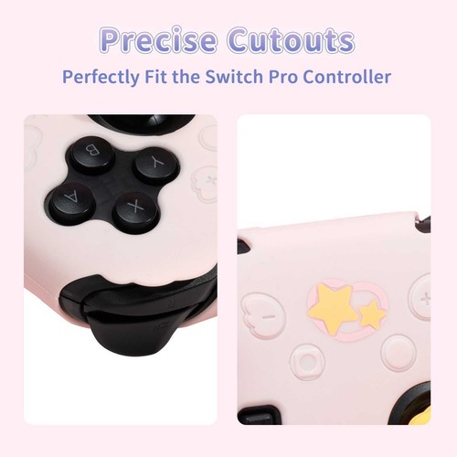 GeekShare Case Cover & Thumb Grips for SwitchPRO Controller Skin Star Wing Pink - Picture 7 of 10