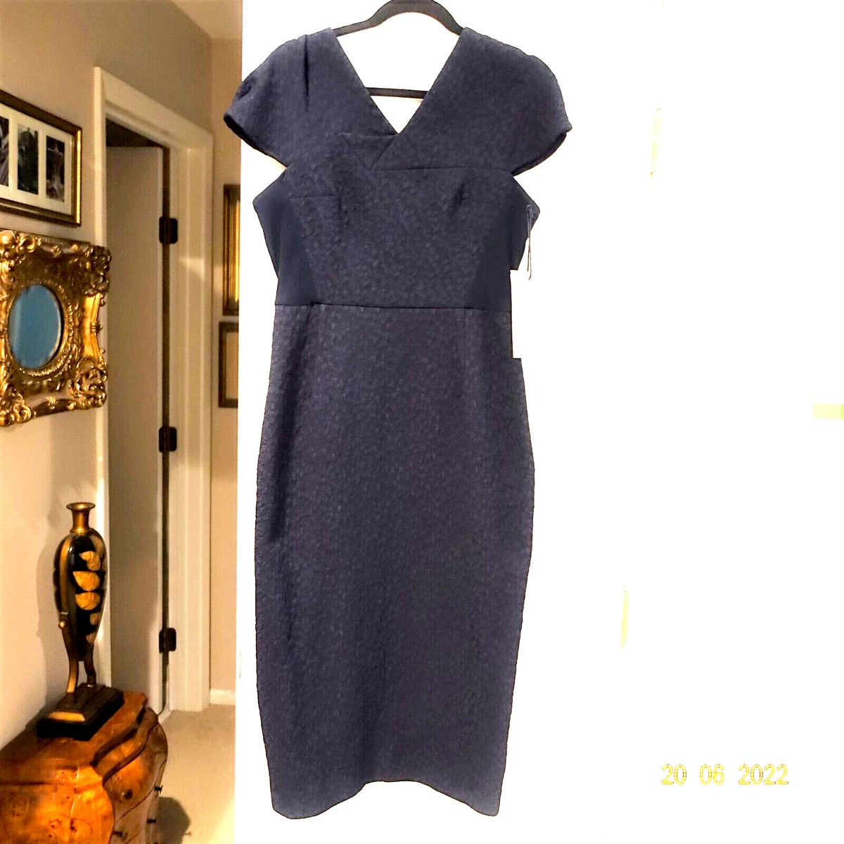 NWT Roland Mouret Navy Dunmore dress U.K. 12 U. S. 8 2295.00 New