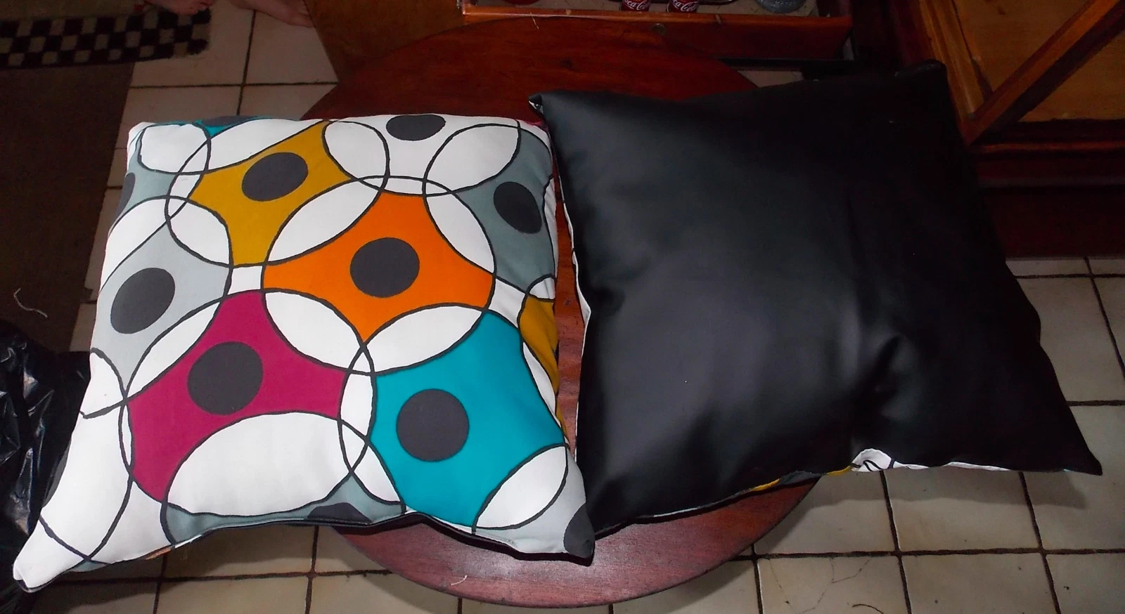 Pair of Black / Off White / Multi Colored Abstract Print Throw Pillows 20 x 20