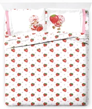 Jay Franco Strawberry Shortcake Full Size Sheet Set - Super Soft Kids 4 Piece Be