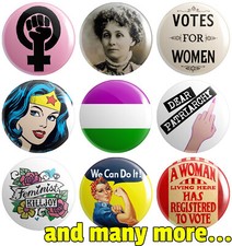 Feminism - Various Designs - BUTTON PIN BADGES 25mm 1 INCH | Feminist Suffrage