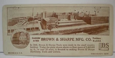 Antique Brown & Sharpe MFG. Co. Decimal Equivalents of an Inch Card Advertising