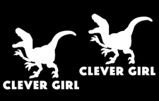 Clever Girl Velociraptor Jurassic Park White Vinyl Decal Car Truck Window Laptop