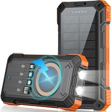 Solar Charger Power Bank 49800mAh Wireless Portable Fast Charging 4 Cables USB