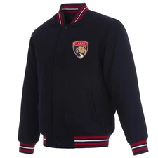 NHL Florida Panthers JH Design Wool Reversible Jacket 2 Front Logos Embroidered