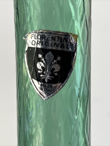 Florentine Original Empoli Optic Green Glass Triple Pinch Genie Bottle Italy - Picture 2 of 8