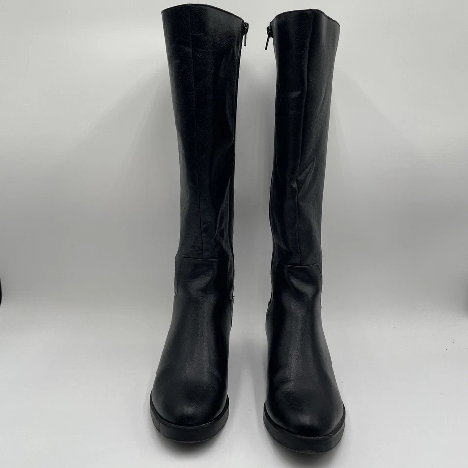 Botas Life Stride 8.5 Anchas Sistema Suave Blythe Negras Imitación Cuero Tacón Bloque Foto 3 de 4