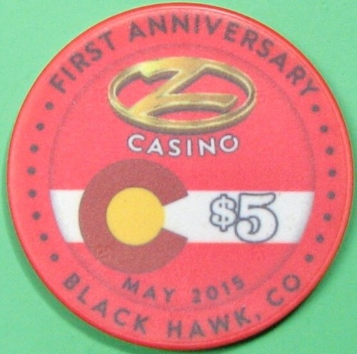 $5 Casino Chip. The Z, Black Hawk, CO. 1st Anniversary. Z68.