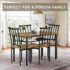 ✅5 Piece Dining Table Set for 4 Kitchen Table and Chairs with Storage Rack Wood