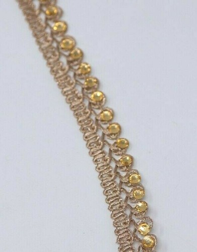 FCL 2 Yrd Fine Metallic Stone Zari Cutwork Sari Dupatta Sewing Lace Trim Border - Picture 37 of 67
