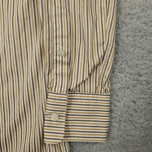 Ermenegildo Zegna Shirt Mens Medium Brown Tan Striped Button Up Career Office - Picture 10 of 16
