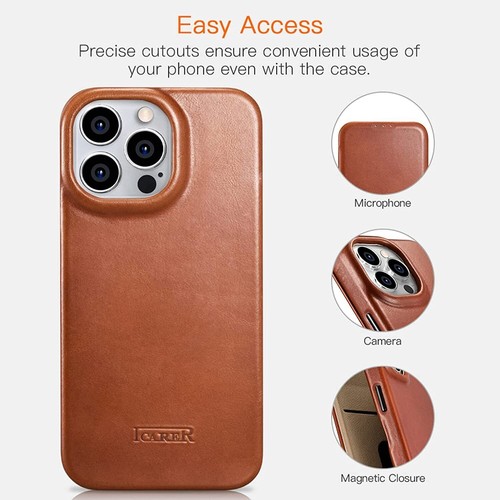ICARER Coque Cuir Originale avec Housse MagSafe Emplacement Carte pour iPhone 14 Pro Max - Photo 16 sur 47