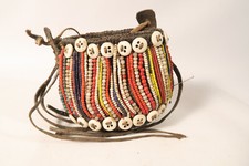 kleine Korb geflochten Glasperlen Massai Pokot GU44 old  basket container beads