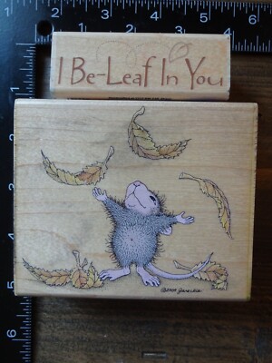 House Mouse TURNING OVER A NEW LEAF Mice Rubber Stamp by STAMPABILITIES