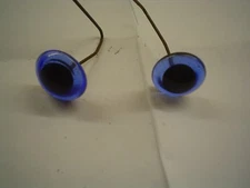 2 x PAIRS 7-8 mm BLUE GLASS TEDDY EYES ON WIRES