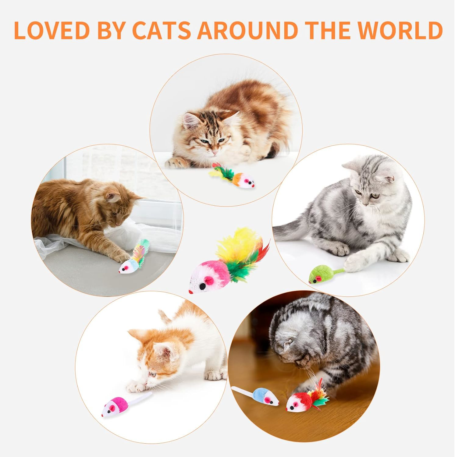 18 Pieces Cat Mice Toys Wee Kitten Mice Rattle Small Mouse Catnip Toys