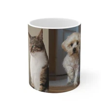 Pet Lover's Mug - Cute Cat & Dog Design - Gifts for Animal Lovers, Coffee Mug,