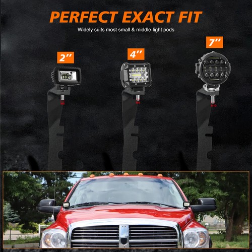 For 2009-2018 Ram 1500 2500 3500 4'' Hood Ditch Round Pods Brackets Wiring Kit - Bild 3 von 22