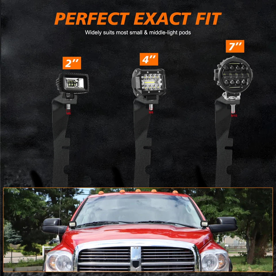 Kit de cableado de soportes vainas redondas con zanja de capó de 4"" para Ram 1500 2500 3500 2009-2018 Foto 3 de 4