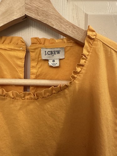 J Crew Dress Sz 8 Goldenrod Yellow Tiered Spring Pockets Sleeveless Dress Cotton - Picture 3 of 11