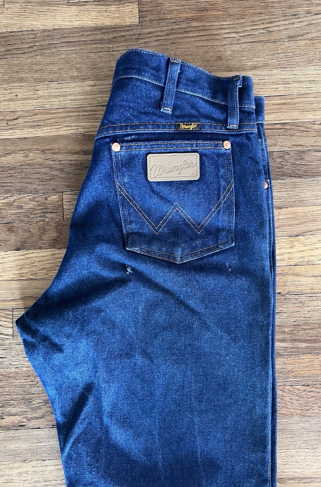 Wrangler 13MWZ Jeans Men's (Fits 32X32) Cowboy Cut Rodeo Distressed Blue Denim