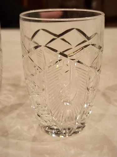 Rare Vtg 3 Waterford Crystal Thistle Criss Cross Cut 3 3/4" Tumbler Juice Glass