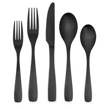Matte Black Silverware 20 Piece Spoon and Fork Set Kitchen Cutlery Set for Apart