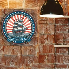 Columbus Day Sailboat Metal Wall Decor Red White Blue