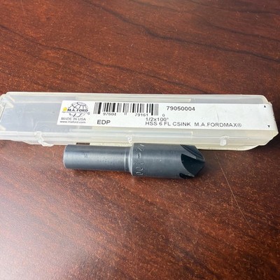 M.A. Ford 79050004 Countersink, 1/2'' x 100°, 6FL, 3/8'' Shank, 2'' OAL, HSS, New