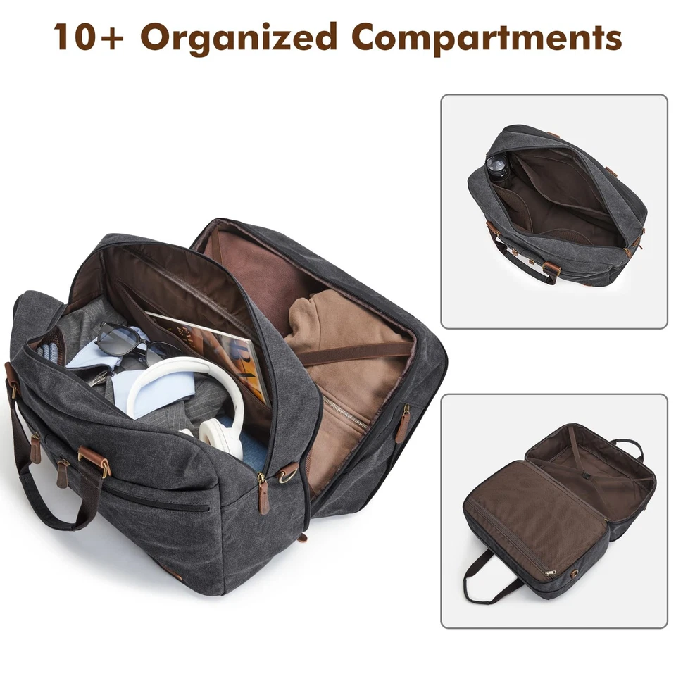 Expandable Duffle Bag for Travel 33L 50L Canvas Weekender Overnight Bags Men ... - Image 4 of 4