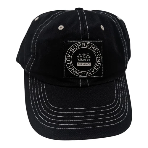 Casquette chapeau noire Supreme Milano Patch 6 panneaux réglable Autunno Inverno