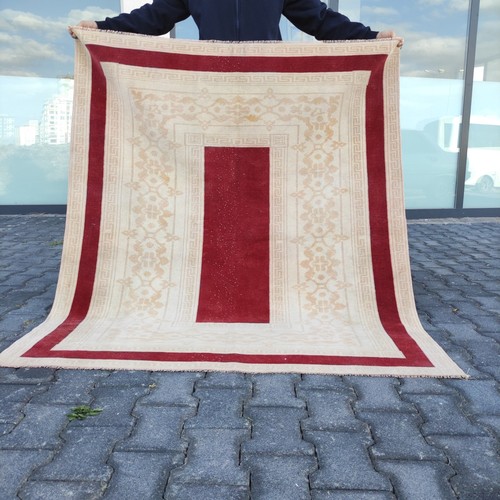 Turkish Vintage Milas Area Rug 4.66 x 5.58 ft , 5x6 Handmade 142 x 170 cm