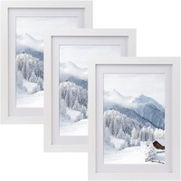 3Er Set Bilderrahmen Din A4 21X30 Cm Mit Passepartout, Mdf Holz-Rahmen Mit