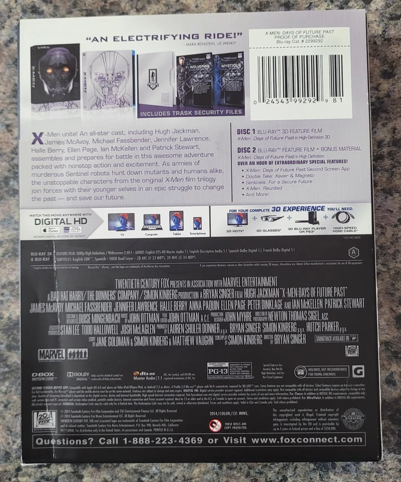 X-Men: Days Of Future Past Sentinel Package (3D Blu-Ray + Blu-Ray W/Cards) - Image 3 of 4