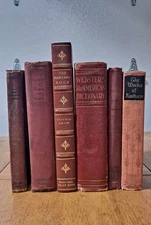 6 VTG Shades of Red Staging Books Library Shabby Decor Stack Prop Farmhouse Worn