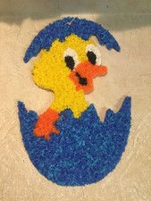 Vintage Popcorn Plastic Easter Chick And Egg Handmade 1970s KAGE Connecticut